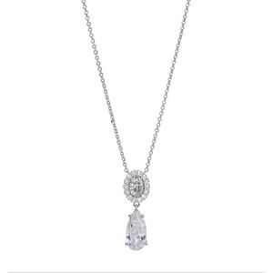 ✨ Eliot Danori Silver-Tone Cubic Zirconia Double Drop Necklace | Bridal / Formal